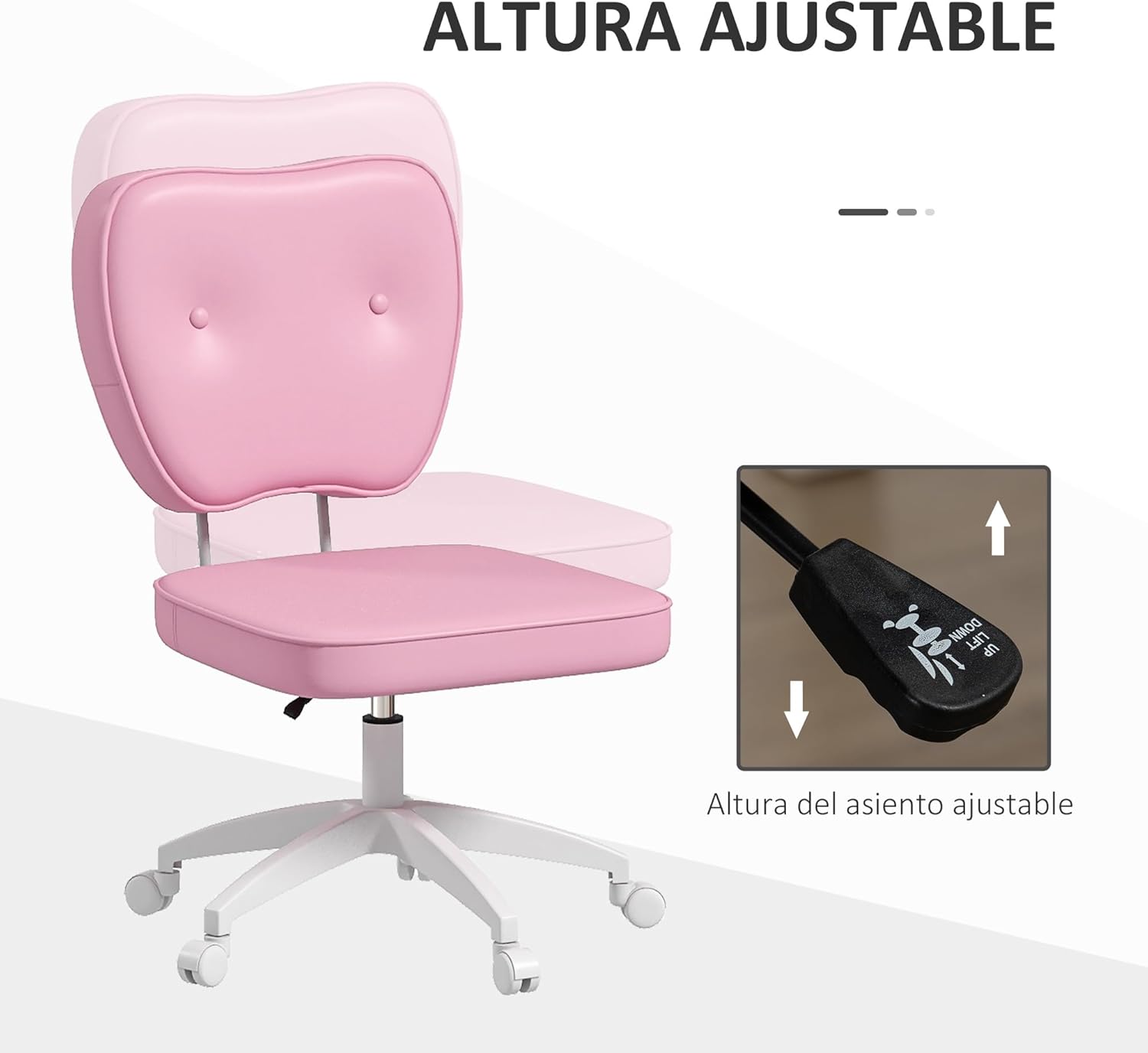 Thumbnail 3 de Vinsetto Silla Escritorio Rosa 120 kg