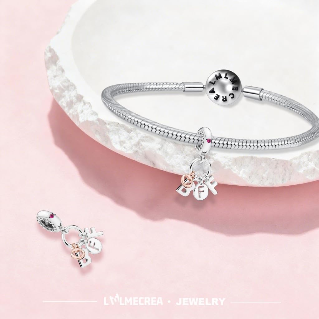 Detalle 2 de LMLMECREA Charms Anhänger aus 925 Sterling Silber (BFF) für europäische Armbänder