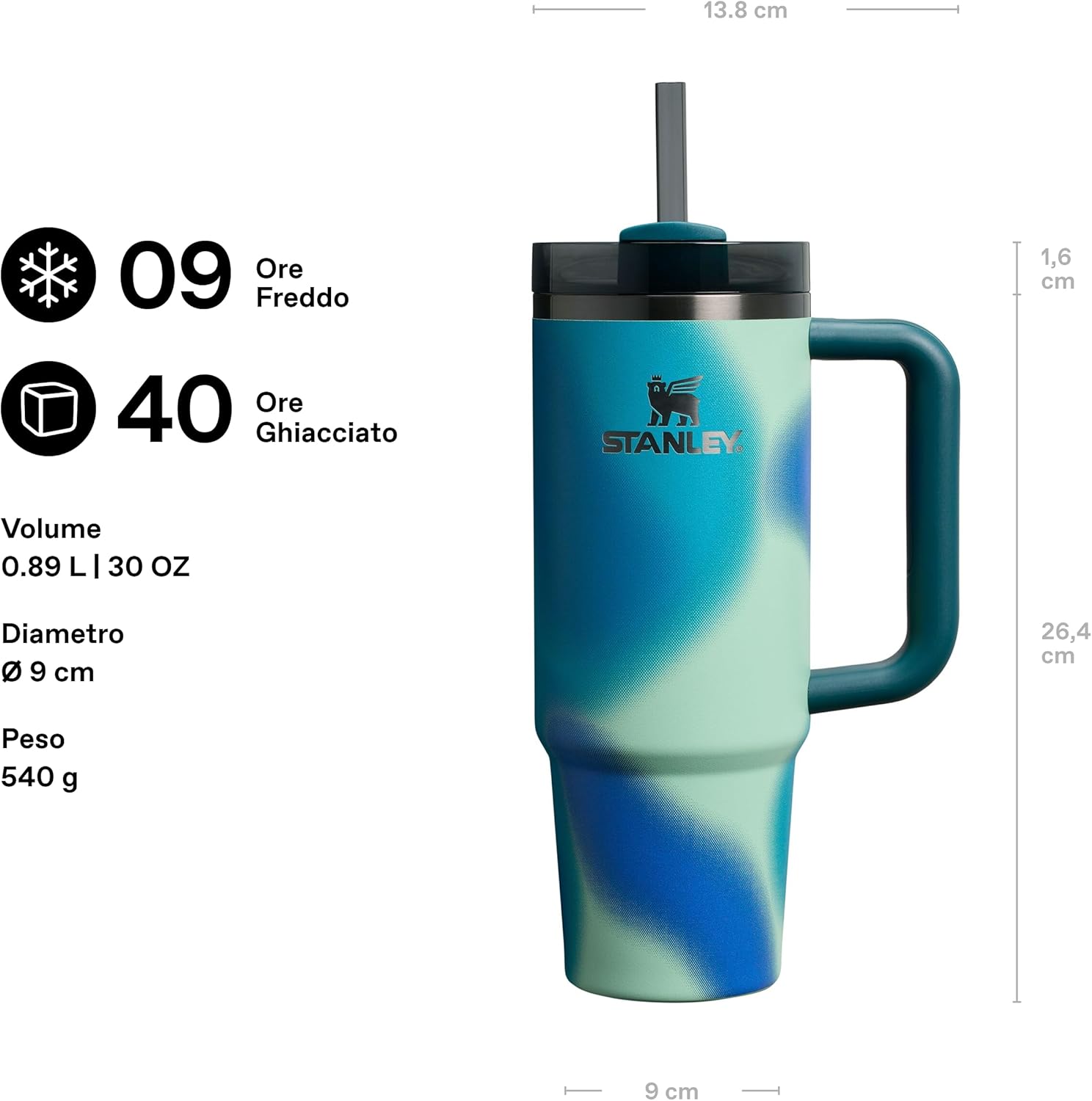 Thumbnail 1 de STANLEY 1913 Quencher H2.0 FlowState borraccia con cannuccia 0,89L Coastal Teal Motion