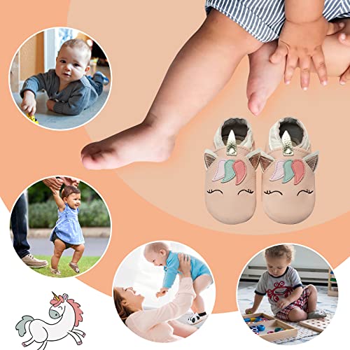 Detalle de IceUnicorn Chausson Bébé Cuir Souple Licorne Rose – 18-24 mois
