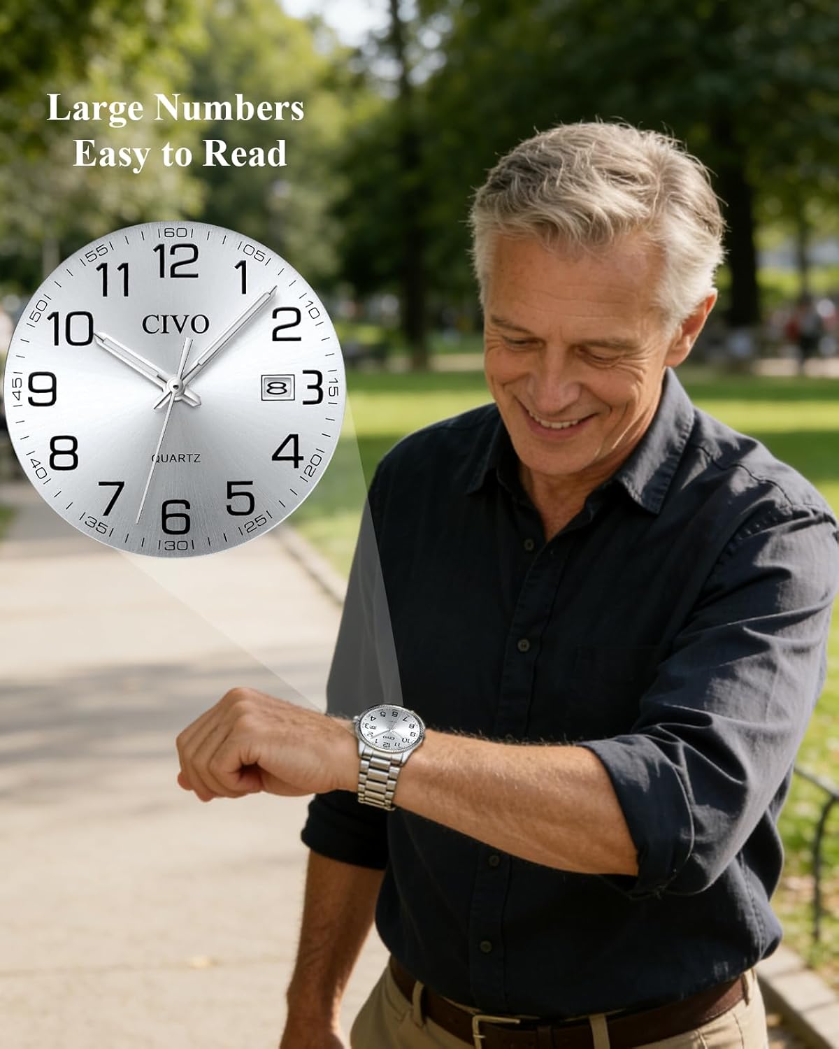 Thumbnail 2 de CIVO Silber Herrenuhr mit 39-mm Zifferblatt
