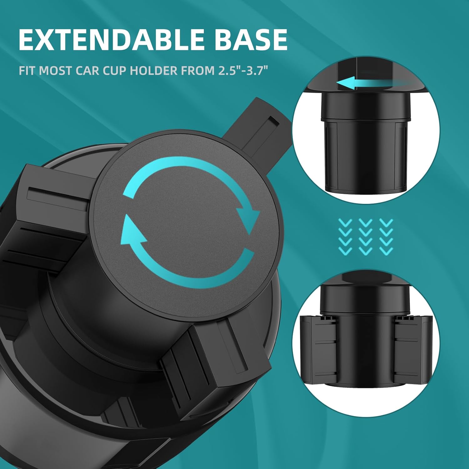 Detalle de TYKOR Car Cup Holder Expander Adapter with Offset Insert