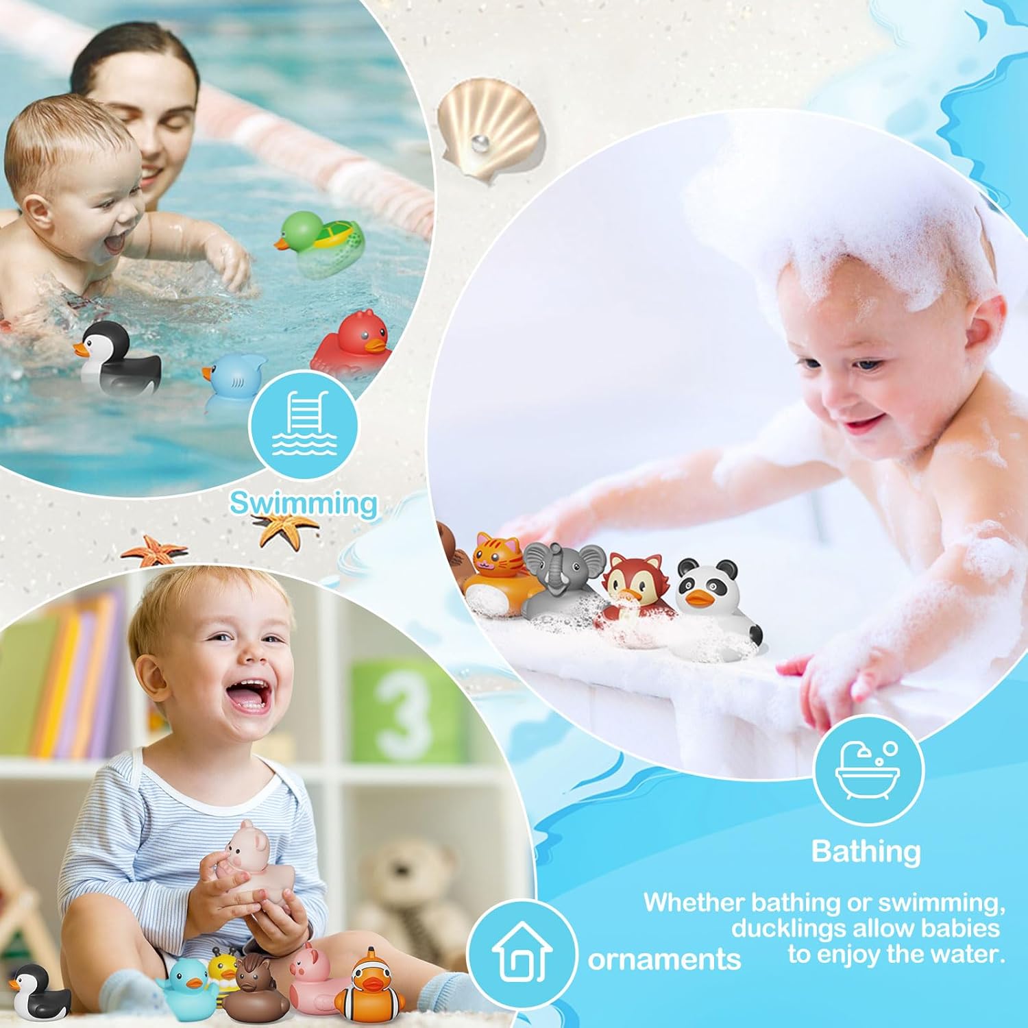 Thumbnail 4 de Pack of 25 Rubber Ducks Bath Toys for 18M+ – No Hole Design, Soft Floating Fun