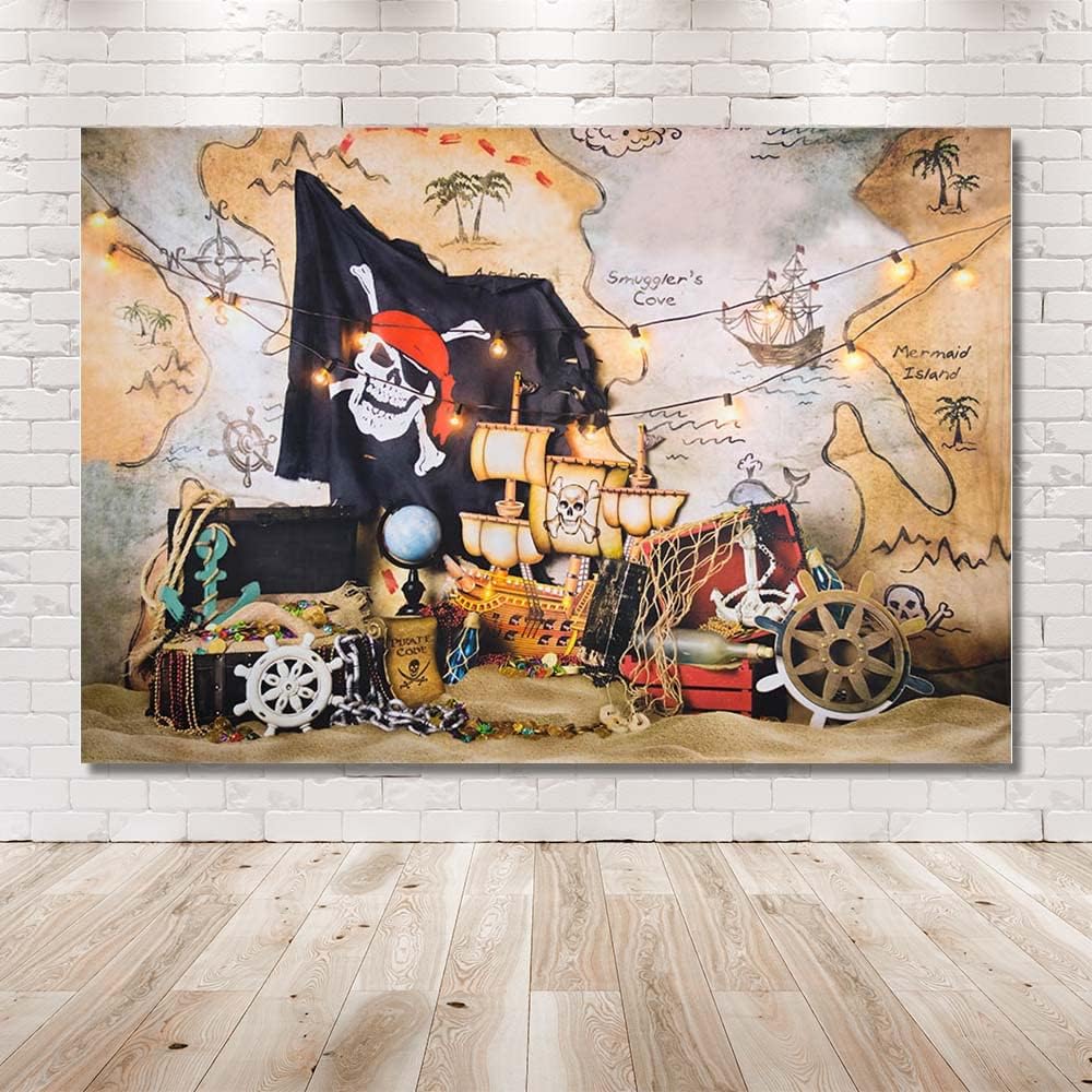 Thumbnail 1 de MEHOFOND Pirate Skull Photography Backdrop (7ft x 5ft) for photo booths, parties and home decor