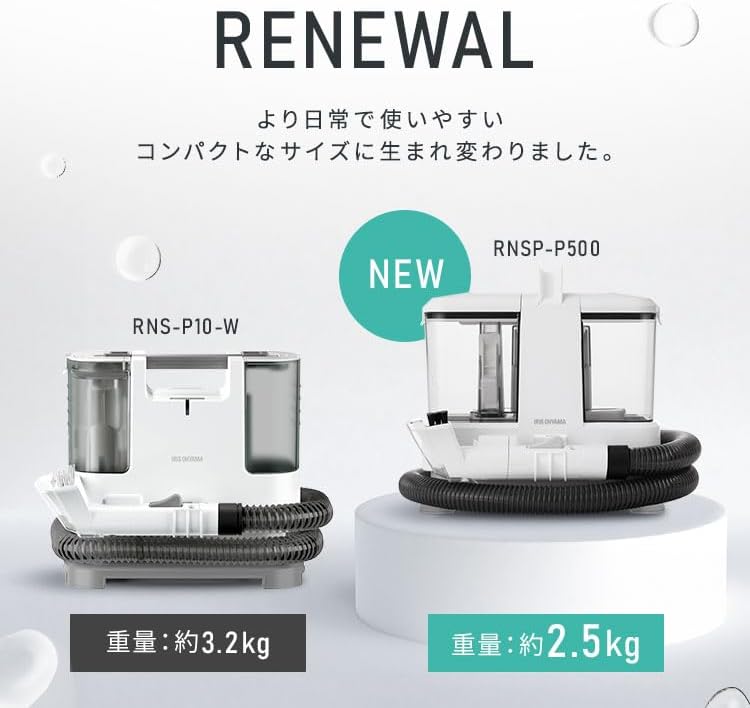 Detalle de アイリスオーヤマ RNSP-P500 リンサークリーナー 自動散水・10,500Pa吸引・2種ヘッド付属