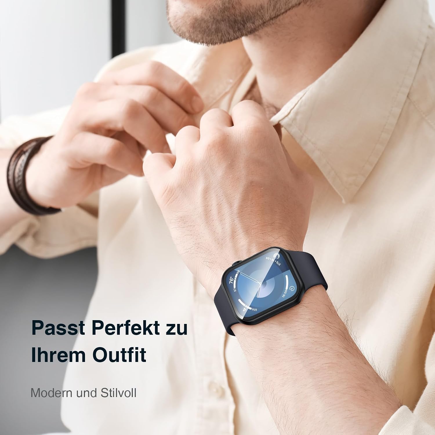 Thumbnail 5 de LK 2 Stück Schutzhülle für Apple Watch Series 9/8/7 45 mm – Klarer Hard-PC Protector in Schwarz