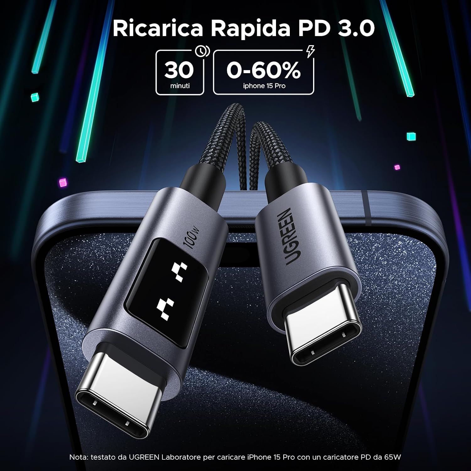 Detalle de UGREEN Uno 100W Cavo USB C 3M