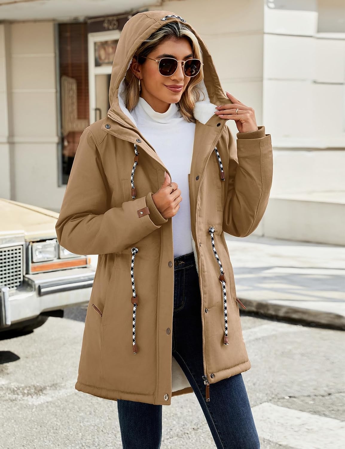 Thumbnail 2 de Xnova Women's Winter Fleece-Lined Cotton Parka Jacket with Hood and Drawstring