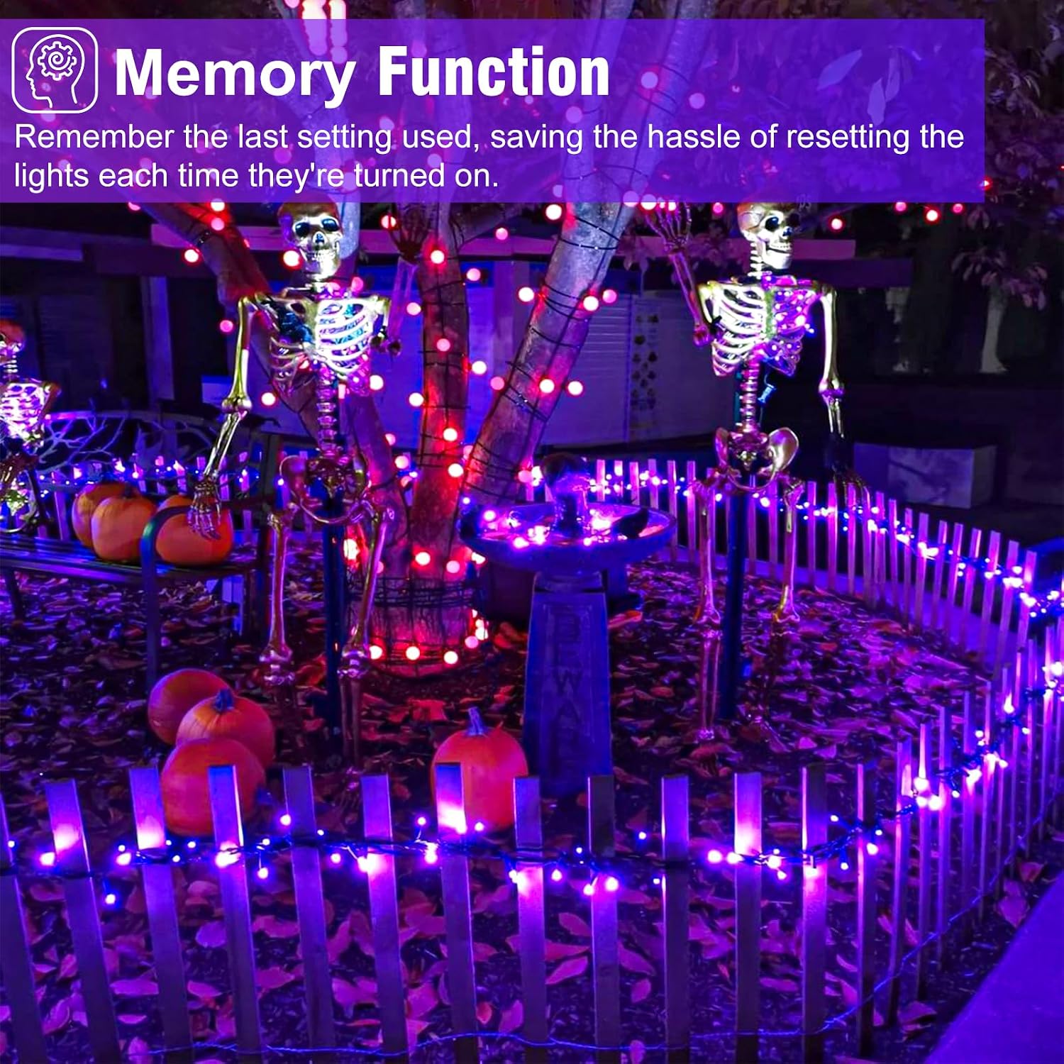 Detalle de Nielfoi Purple Halloween String Lights 100 ft