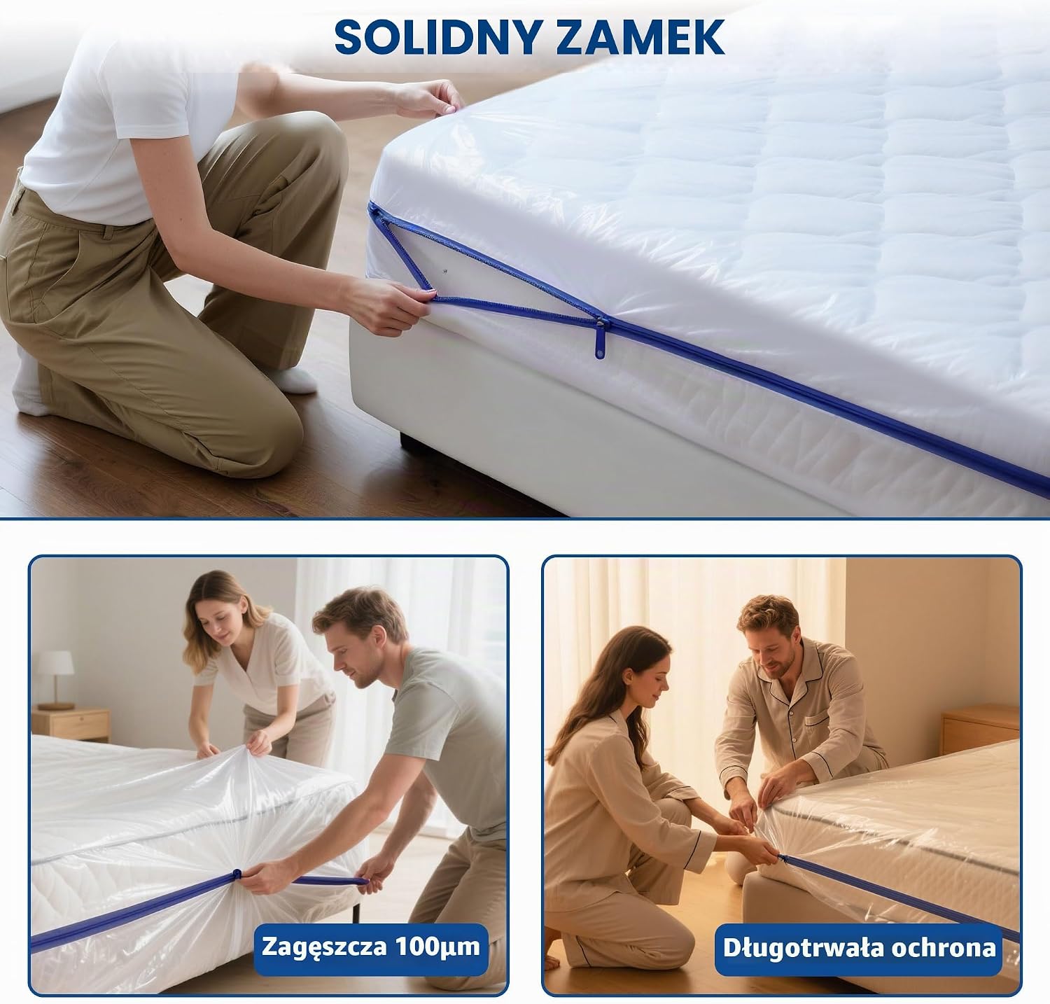 Detalle 1 de Aonext C-0171-01 – 2 pokrowce na materac 90 × 200 × 30 cm z zamkiem
