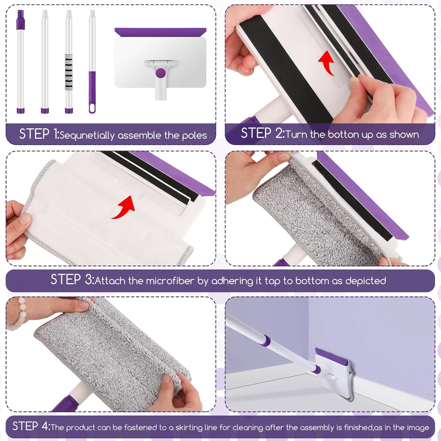 Thumbnail 5 de 60" Extendable Baseboard Cleaner Tool with 5 Pads 🧹