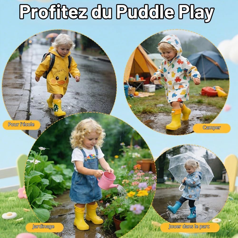 Thumbnail 6 de Aomig regenlaarzen voor kinderen met trekkoord en antislipzool