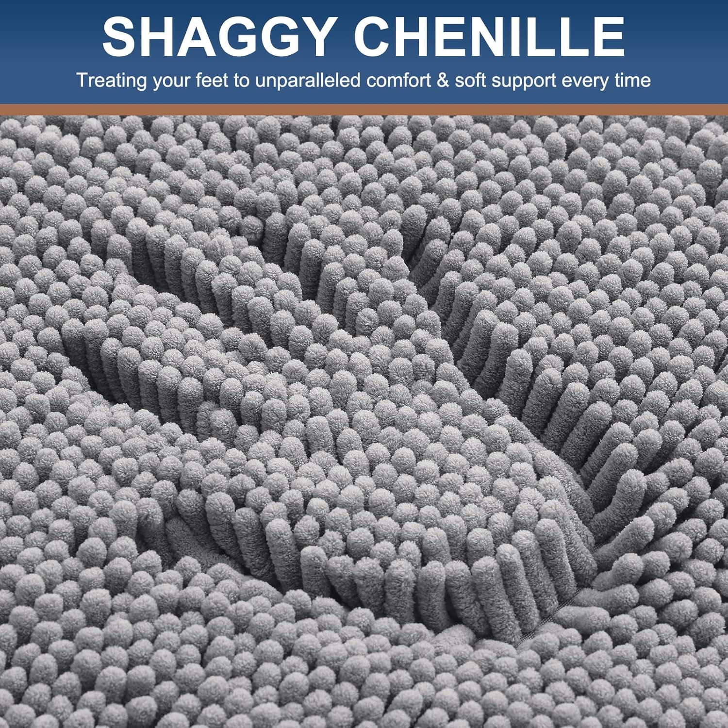 Thumbnail 2 de smiry Luxury Chenille Bathroom Rug 24x16 in Grey — extra soft, absorbent, machine washable bath mat