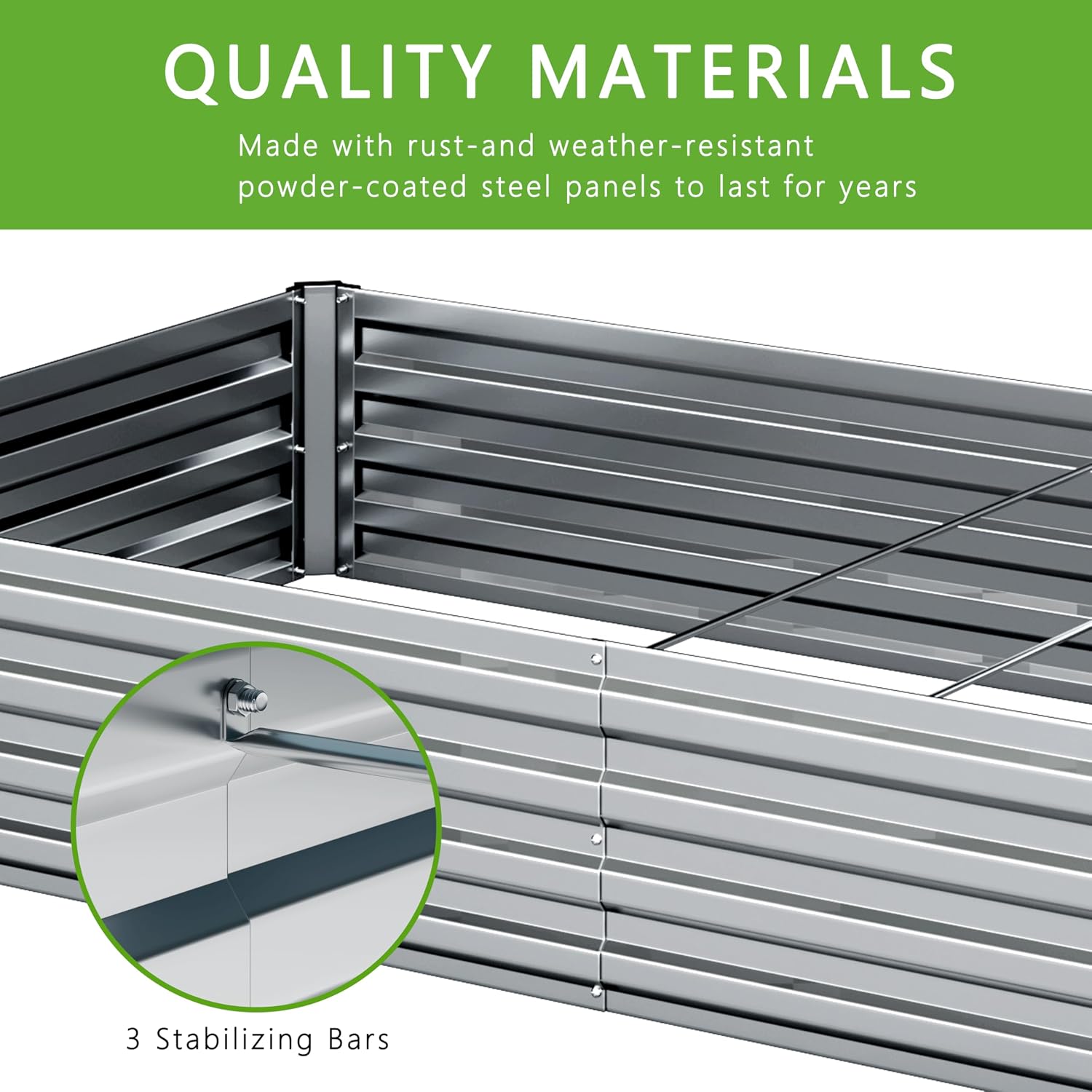Detalle de DIIYIV 2-Piece 12 x 4 x 1 ft Galvanized Raised Garden Bed Kit