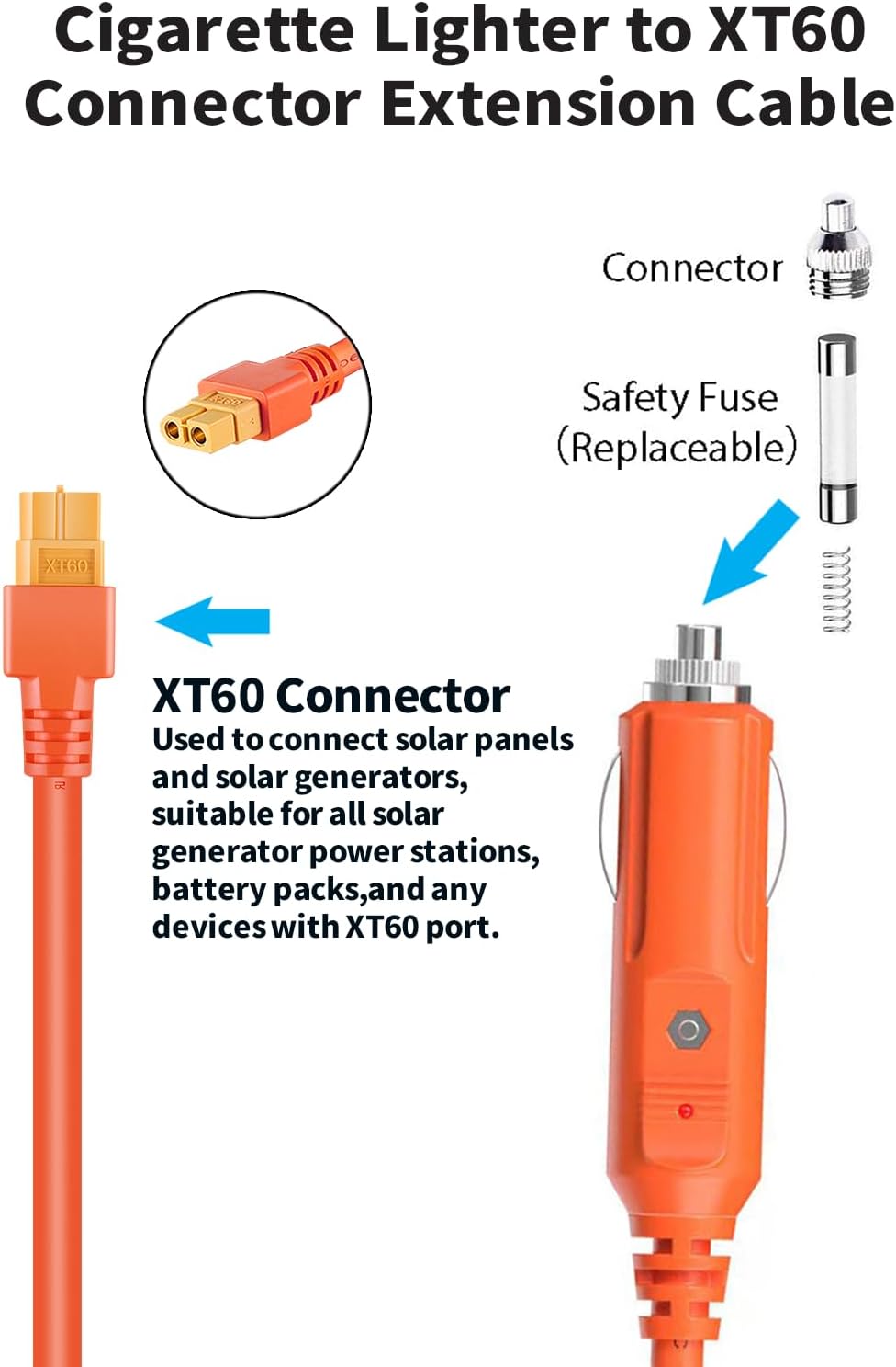 Thumbnail 4 de Tonton 12V-24V Car Charger to XT60 Cable (2M) for Portable Power Stations – A Practical Link Between Vehicle Power and XT60 Pack