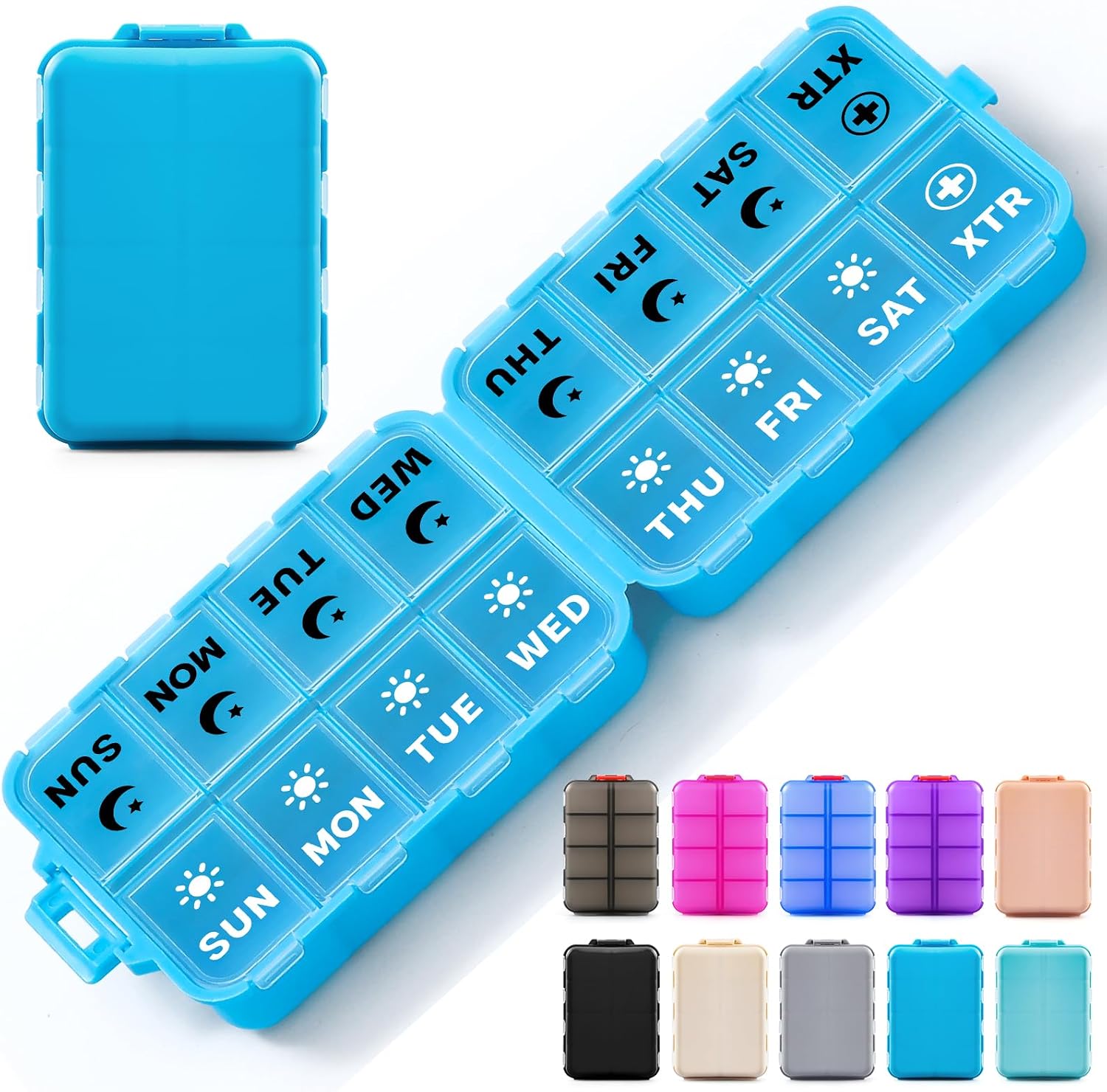 Detalle de Foldable Weekly Pill Organizer 7-Day, 2x Daily ๐