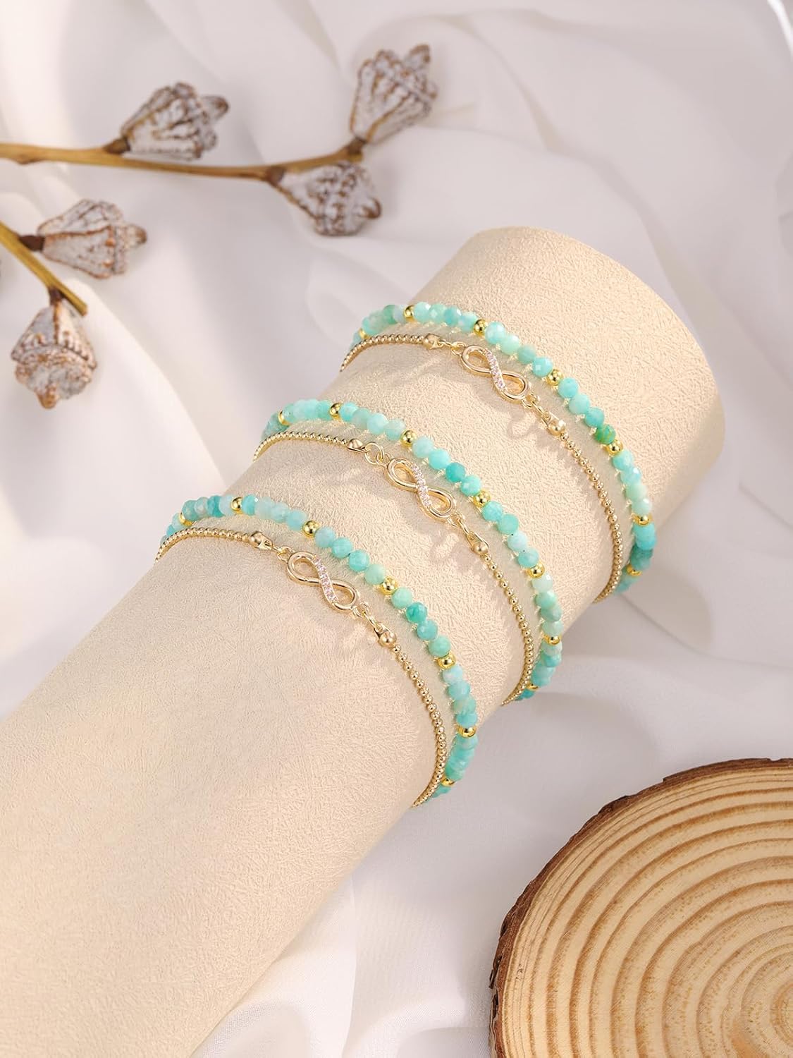 Thumbnail 1 de JSDDE Damen Perlenarmband mit Infinity-Symbol und Amazonit – spiritueller Schmuck als Talisman