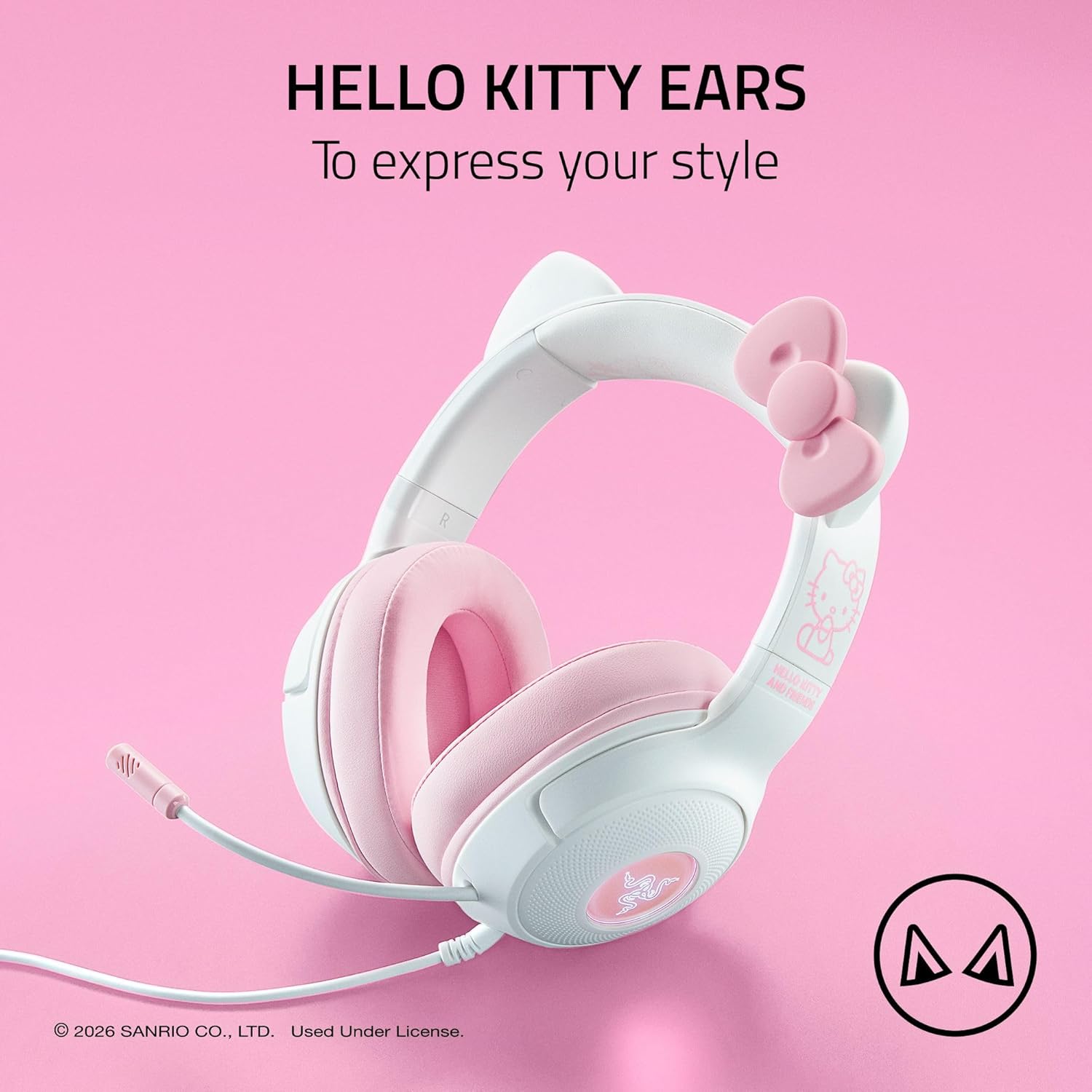 Detalle de Razer Kraken Kitty V2 USB Wired Headset: Hello Kitty Edition