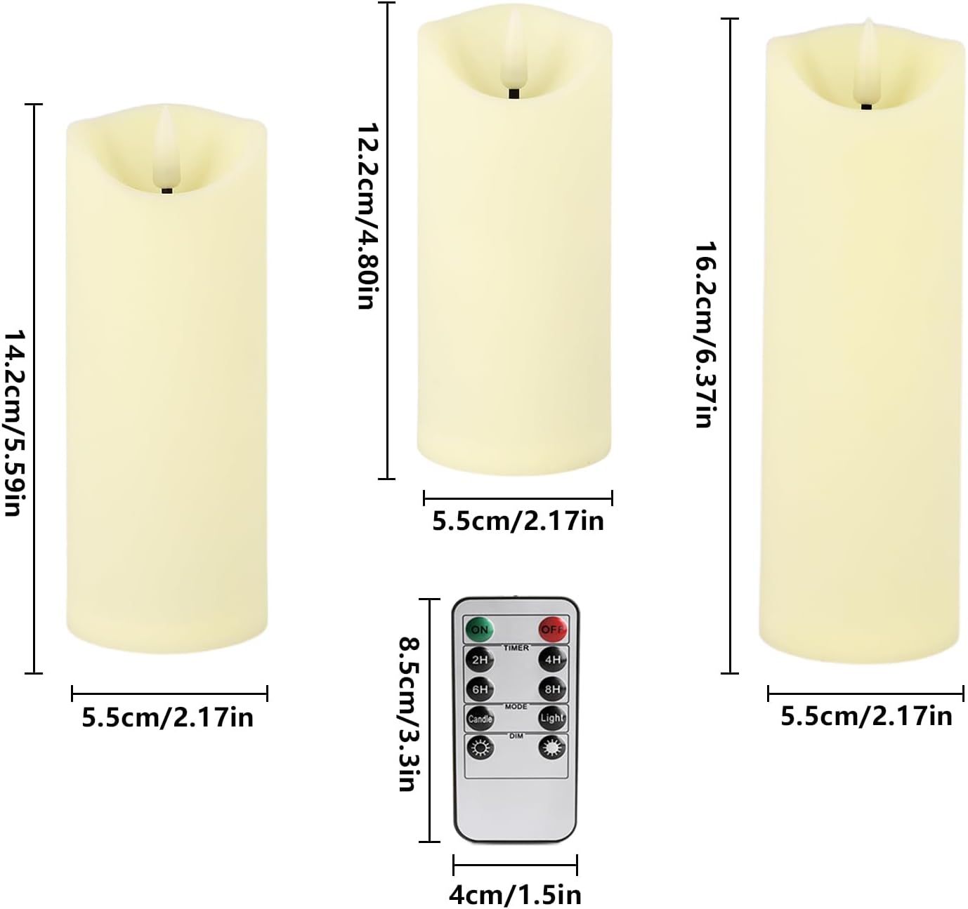 Detalle de WREXCS WER1115 Flameless LED Candles, 24-Pack in 3 Heights with Remote