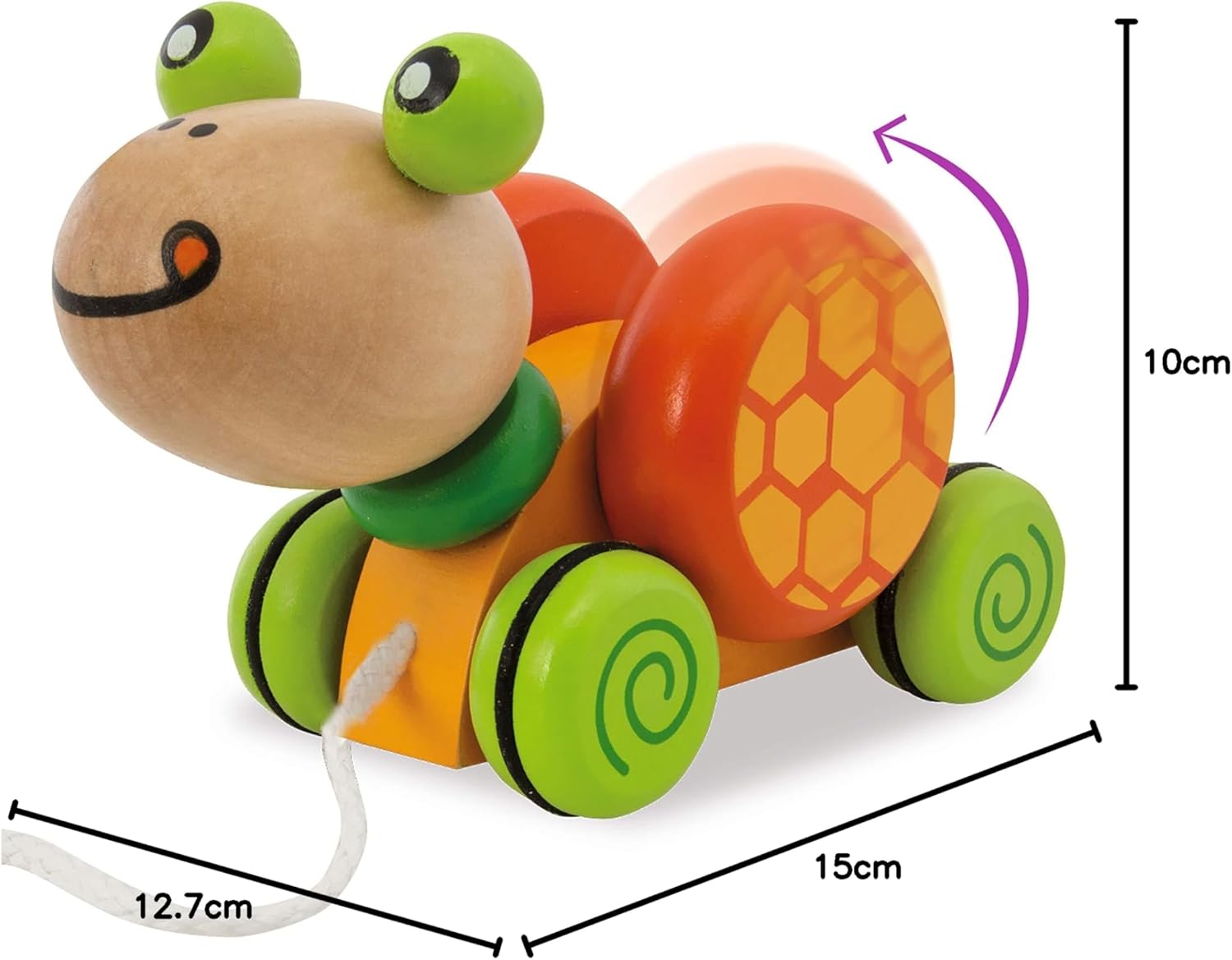 Thumbnail 6 de Eichhorn 100005553 – Jouet à tirer Tortue en bois, 15 cm