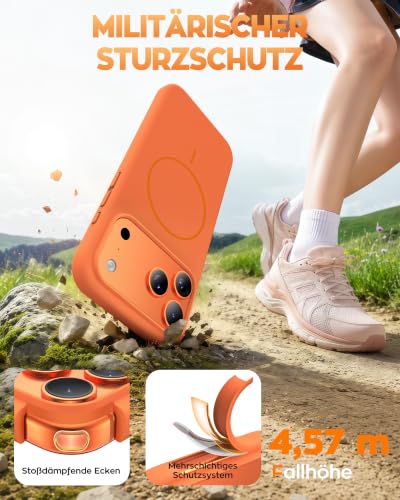 Thumbnail 5 de TOCOL Flüssig Silikon-Magnethülle für iPhone 17 Pro in Orange – sicherer MagSafe-Schutz