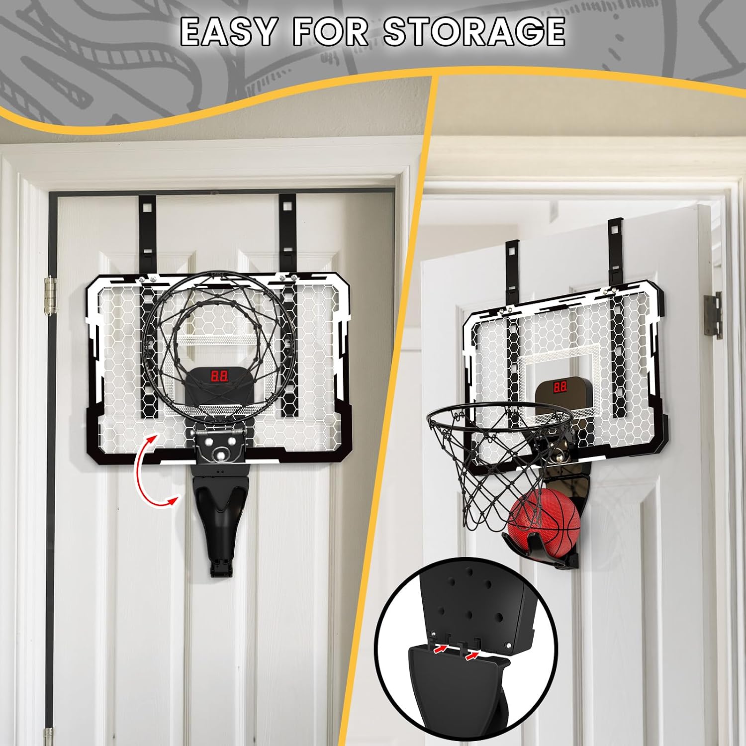 Detalle de QDRAGON Indoor Mini Basketball Hoop 7-LED