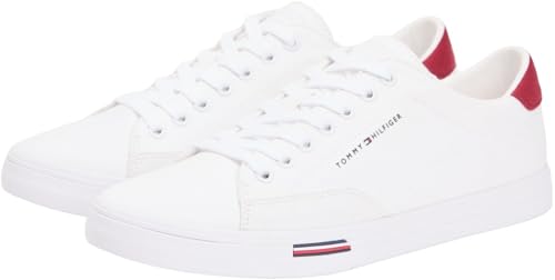 Detalle de Tommy Hilfiger Uomo Vulc Core RWB Lungo Pizzo Cvs FM0FM05813 Basso Top in Bianco