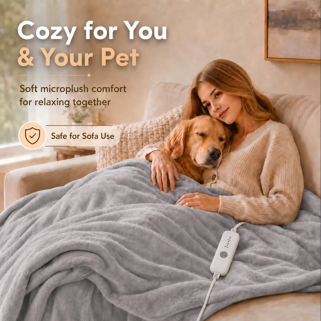 Detalle 2 de ONDAN Full Size Electric Heated Blanket 72x84 with 5 Heat Settings and 10-Hour Auto Off