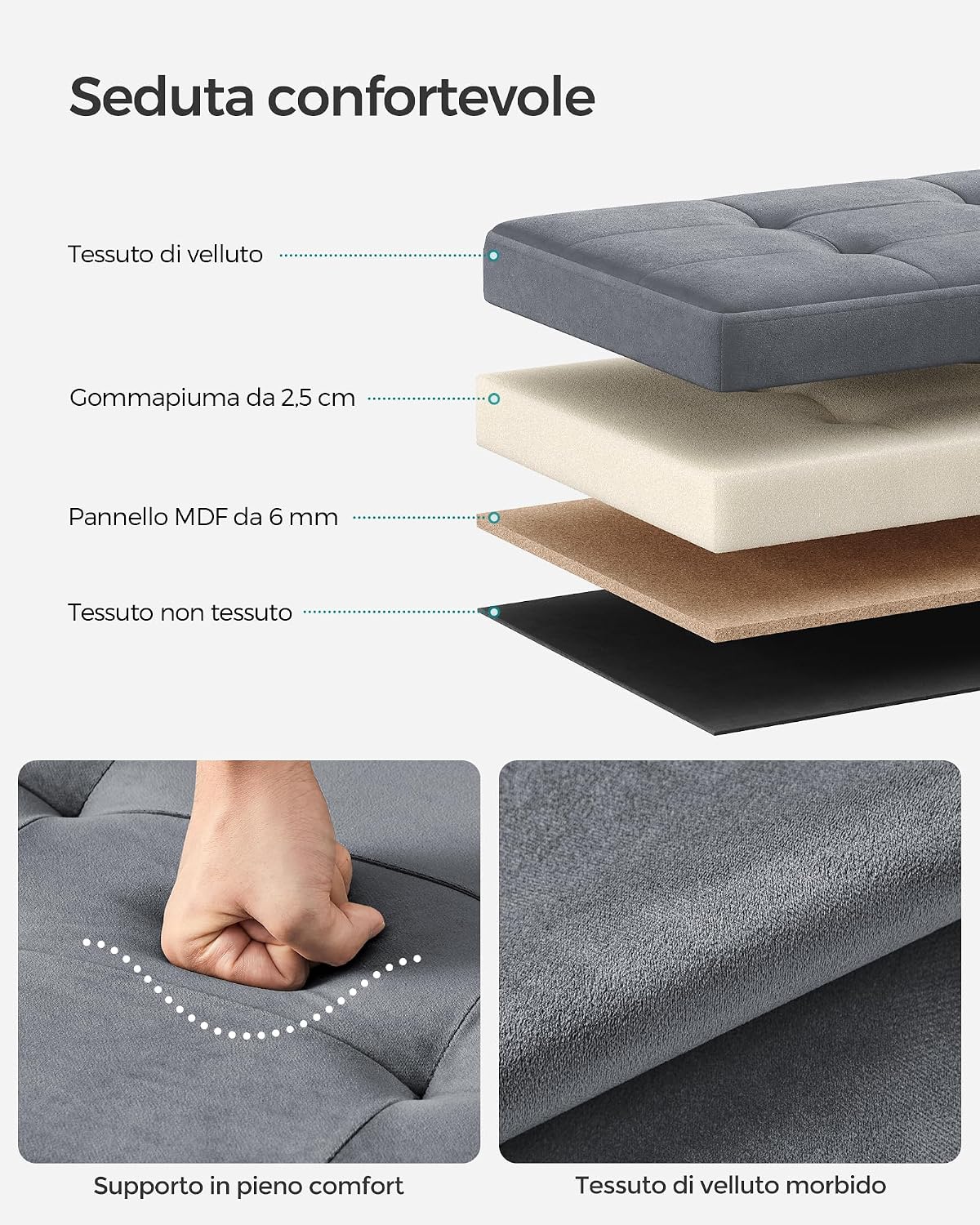Detalle 2 de SONGMICS Pouf Pieghevole 38 x 38 cm