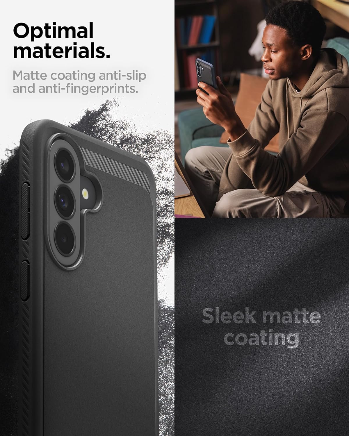 Thumbnail 4 de Spigen Rugged Armor – coque antichoc pour Samsung Galaxy A37 5G (noir mat, motif fibre de carbone)