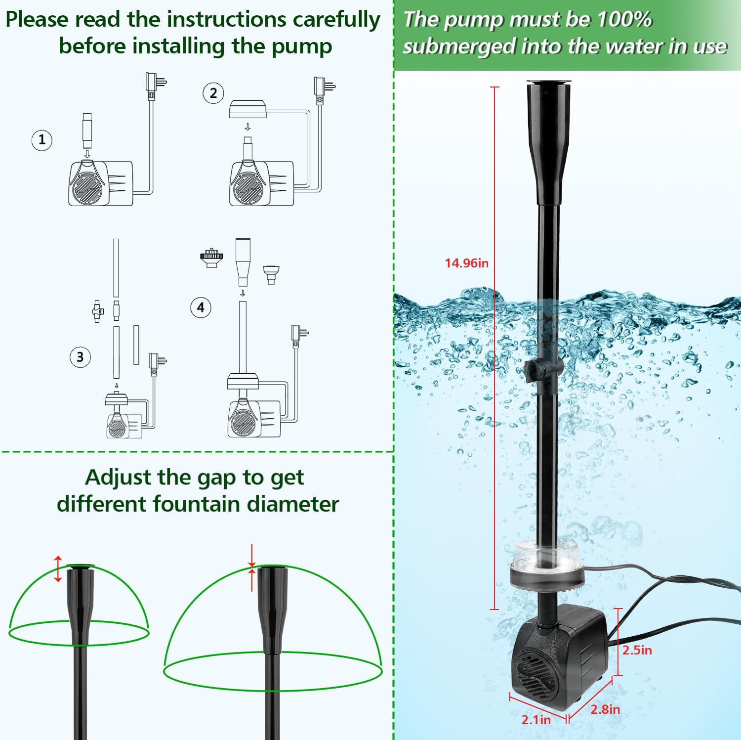 Thumbnail 2 de NATPOW 800L/H Submersible Water Pump