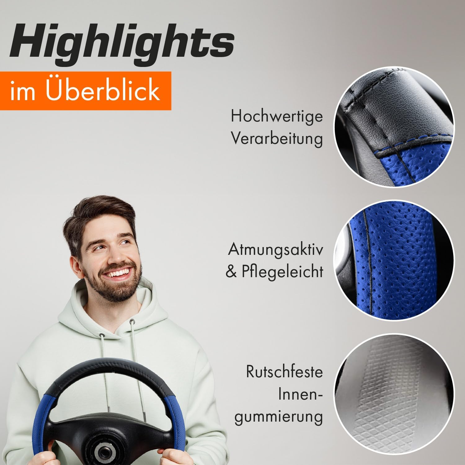 Detalle de Upgrade4cars D-Form Lenkradbezug Blau