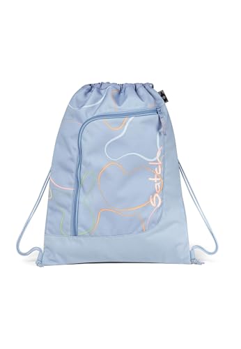 Detalle de Satch Sportbeutel Vivid Blue – Hellblau: Robuste, recyclebare Sporttasche für Schule, Fitness und Schwimmsport