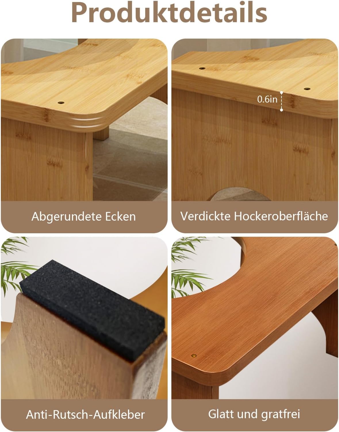 Thumbnail 6 de SeiriHelper Toilettenhocker aus Bambusholz – ergonomischer Klohocker für bequemeren Sitz im Bad