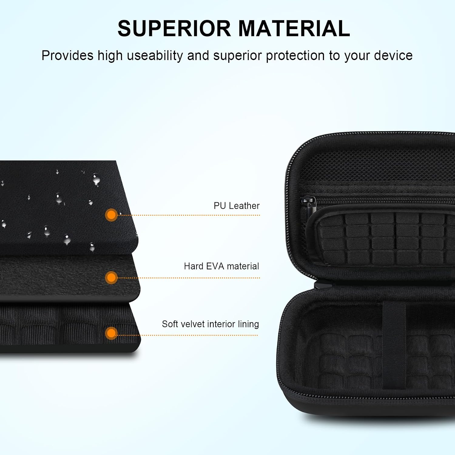 Thumbnail 4 de Elonbo Carrying Case for HP Sprocket Portable 2x3 instant photo printer (Black/Inside Black)