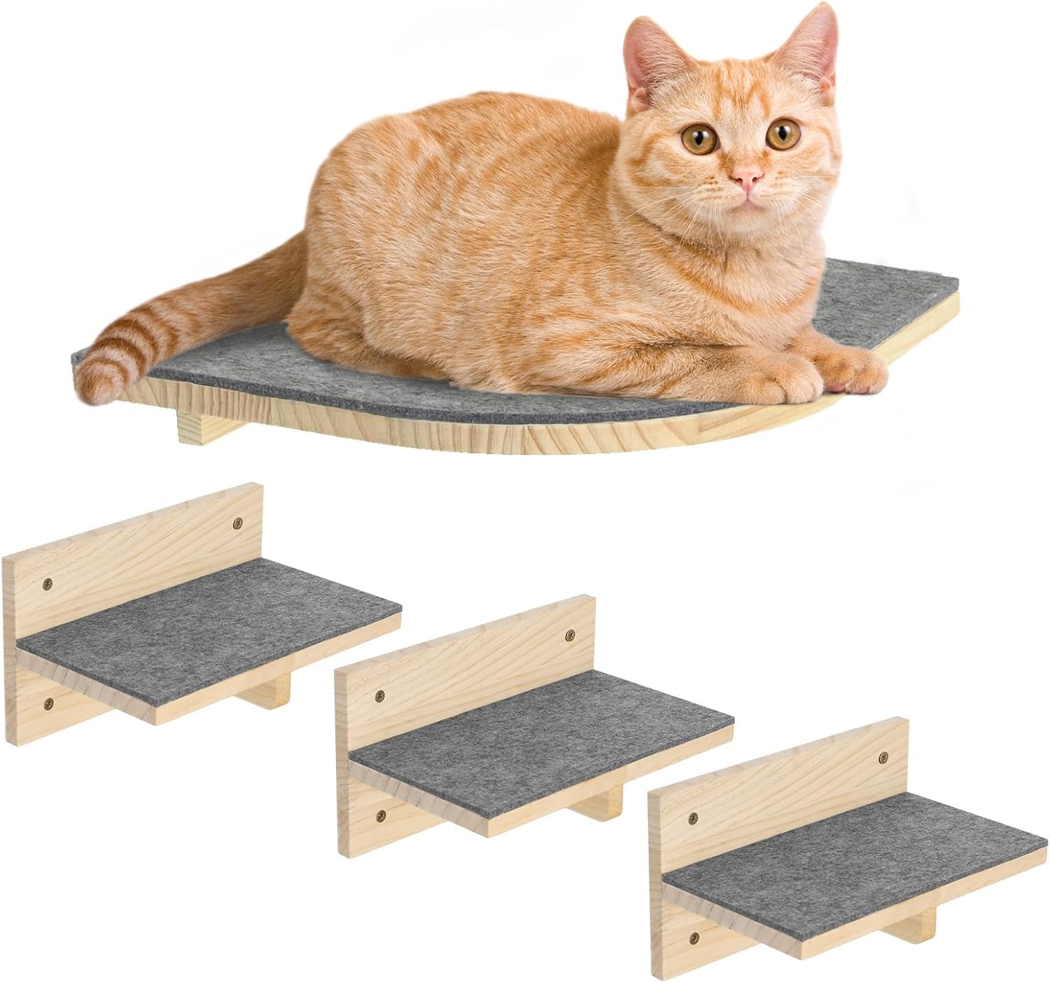 Detalle de Pawtasy Katzen-Kletterwand: 4er-Wand-Set aus Naturholz, stabil und platzsparend