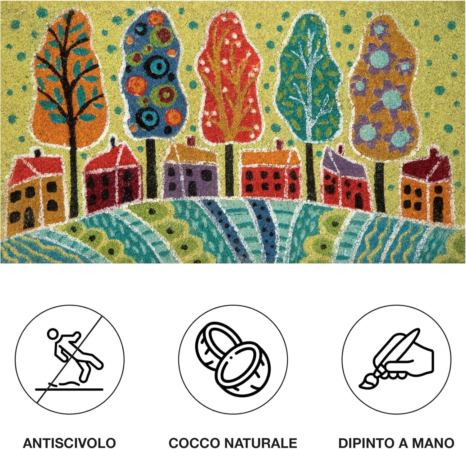 Thumbnail 3 de Baroni Home Zerbino da esterno in cocco con base PVC antiscivolo, dipinto a mano Paesaggio 4 (70x40x2 cm)