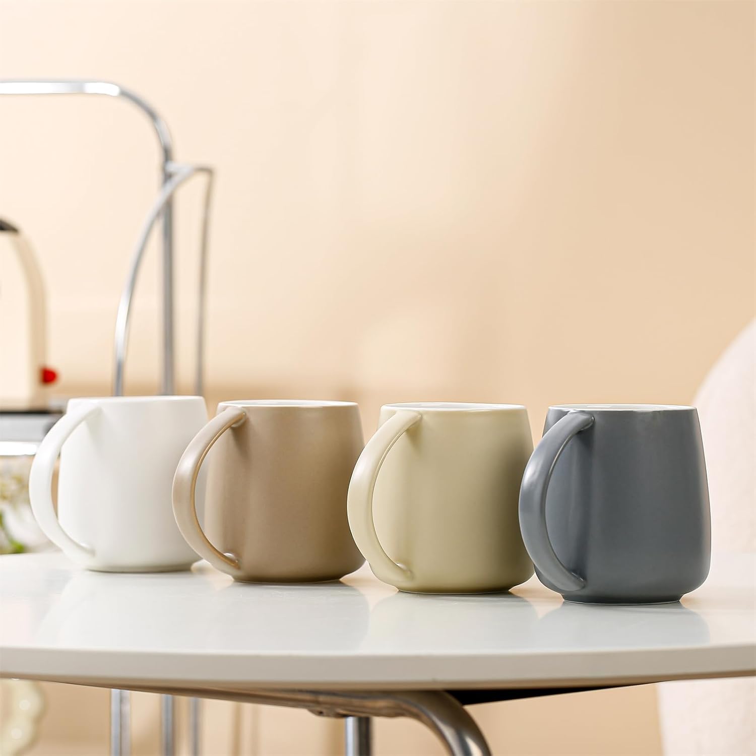 Detalle 2 de TREEWOO Classic Large Capacity Ceramic Belly Mug 380ml/13oz – Nordic Matte Finish, White Interior