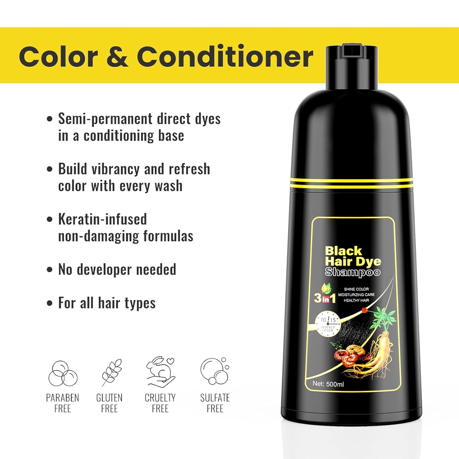 Thumbnail 2 de KINGMING 3-in-1 Black Hair Shampoo