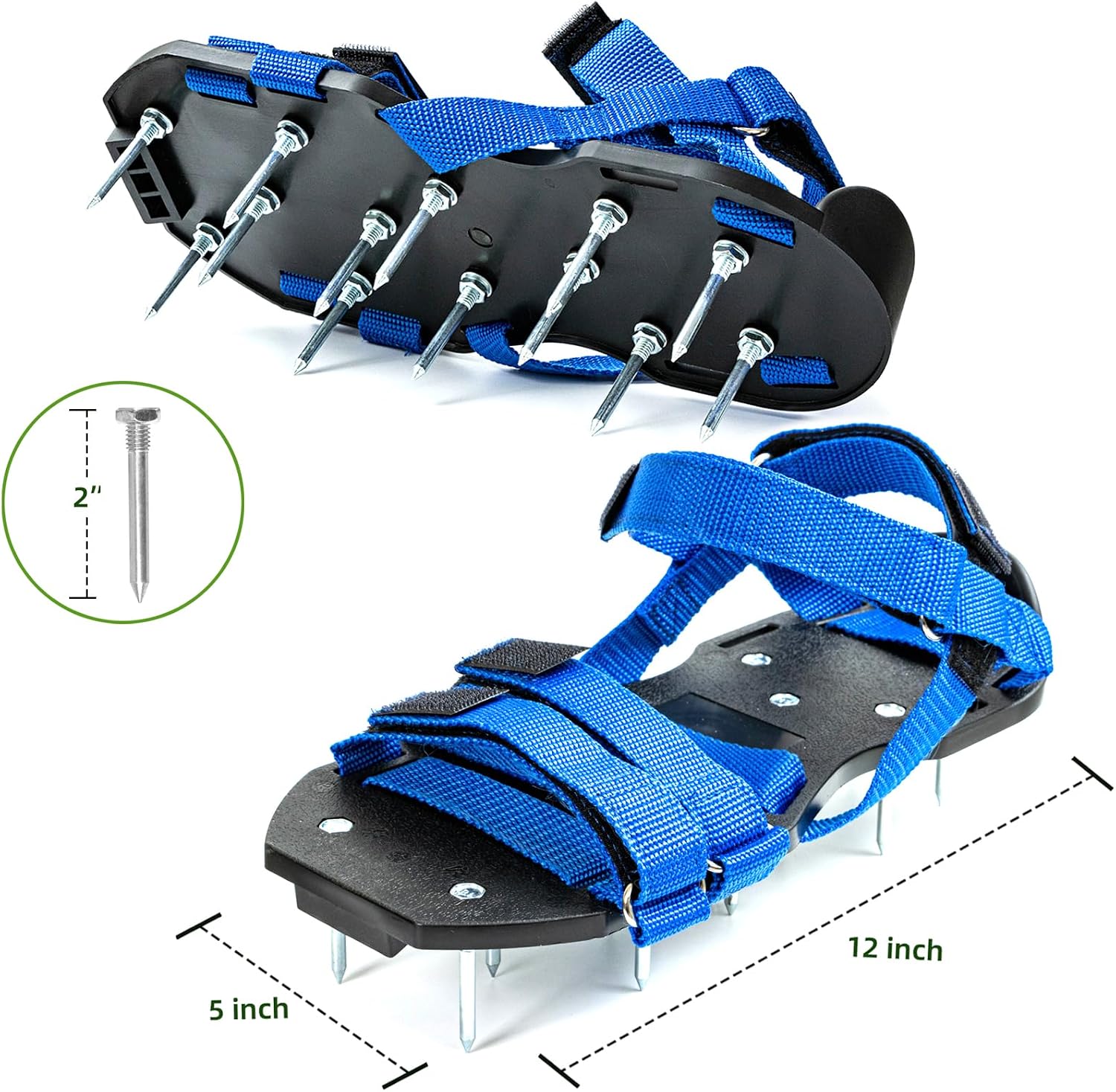 Detalle de Bakulala Lawn Aerator Shoes with Stainless Steel Shovel – Spiked aeration sandals for patio and lawn grass