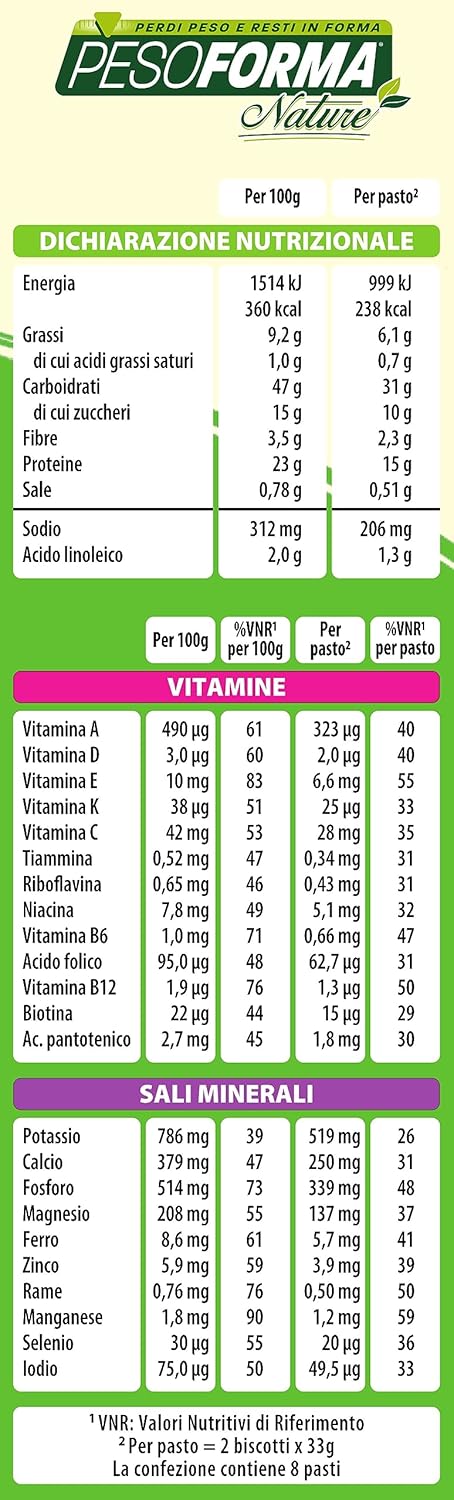 Detalle de Pesoforma 16 Biscotti, Miele e Mandorle con Farina Integrale – Pasto Sostitutivo proteico in 2 biscotti da 238 kcal