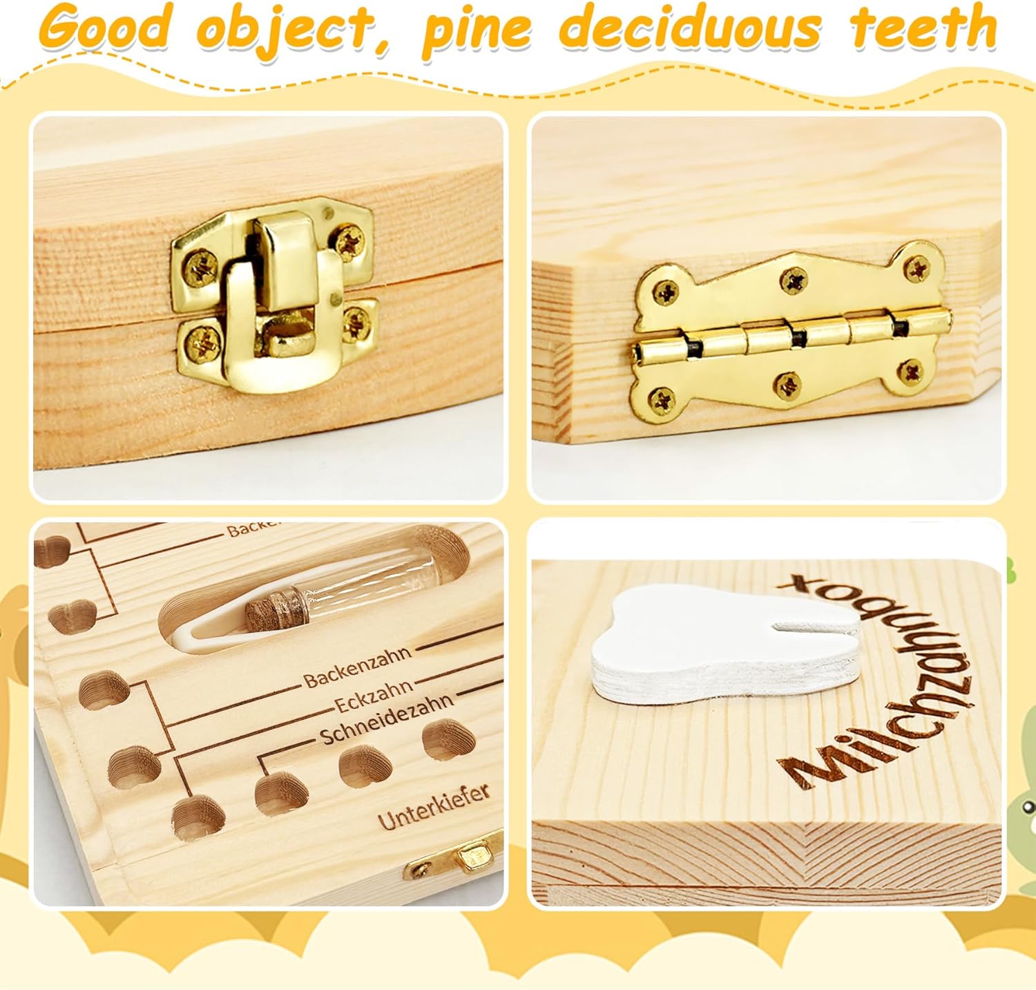 Detalle de Sunshine smile Zahnfee Geschenke Mädchen – Zahnbox aus Holz zur Aufbewahrung der Milchzähne