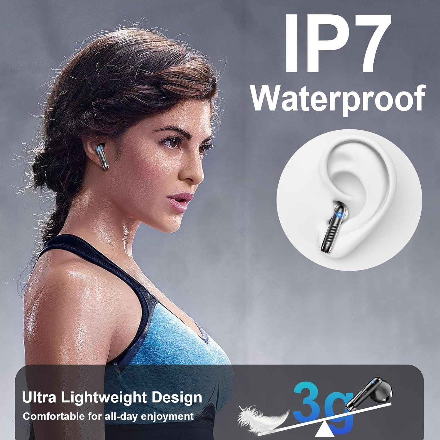 Detalle de Wireless Earbuds with Bluetooth 5.4 and IP7 Waterproof Design