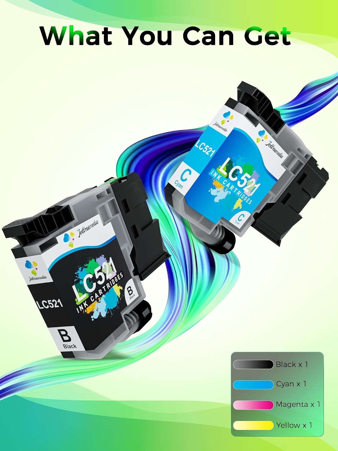 Thumbnail 3 de Jettruemedia LC521 Ink Cartridges Replacement for Brother LC521VAL (4-pack) – Compatible with DCP-J1260W / J1313DW / J1360DW / J1310DW / J1460DW