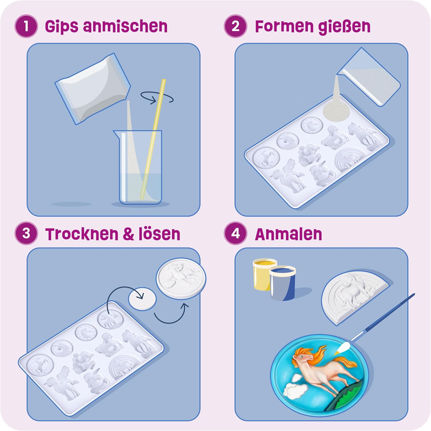 Thumbnail 4 de Smowo Pferde und Einhörner selber gießen und anmalen – Bastelset mit 10 Gipsfiguren für Kinder