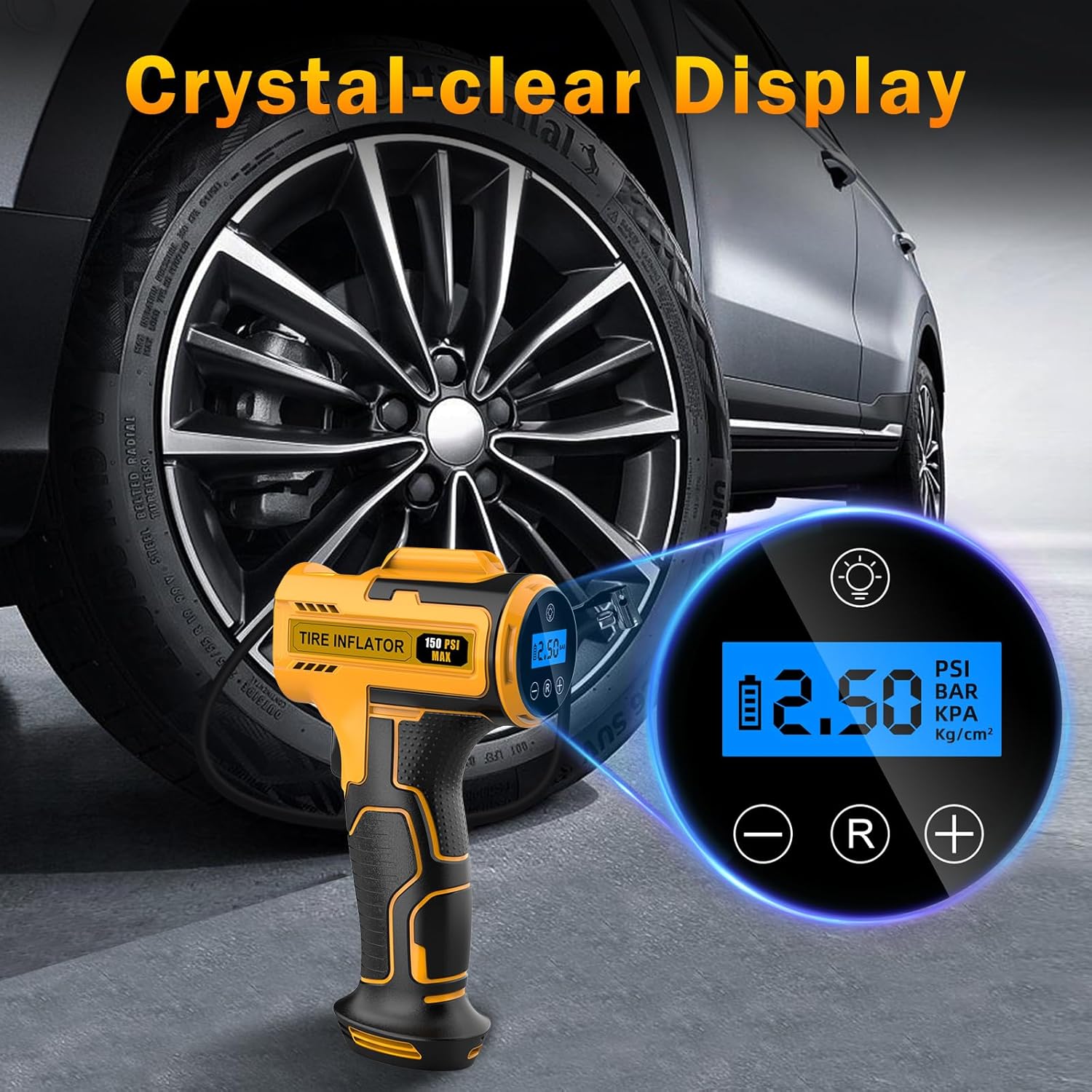 Detalle 2 de Hjh Car Tyre Inflator 150 PSI cordless pump