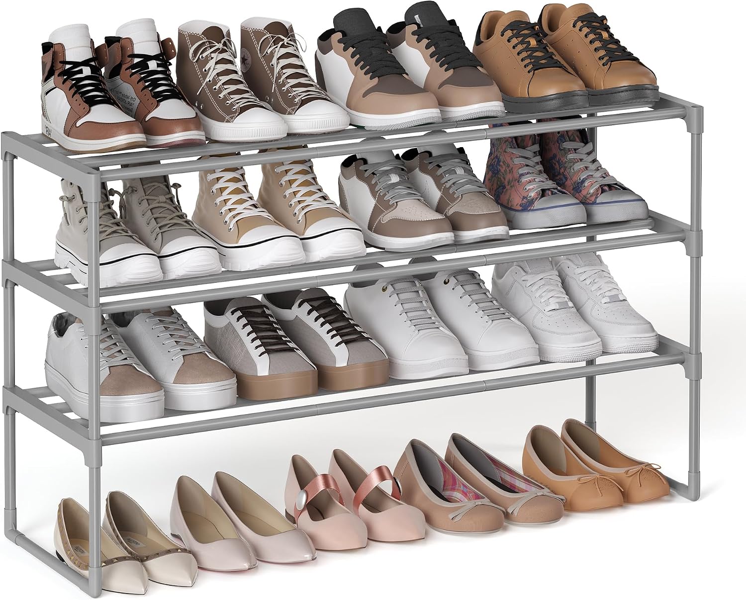 Thumbnail 6 de SONGMICS 3-Tier Shoe Rack LSA303K01 (walnut brown) – stackable shoe organiser for up to 16–20 pairs