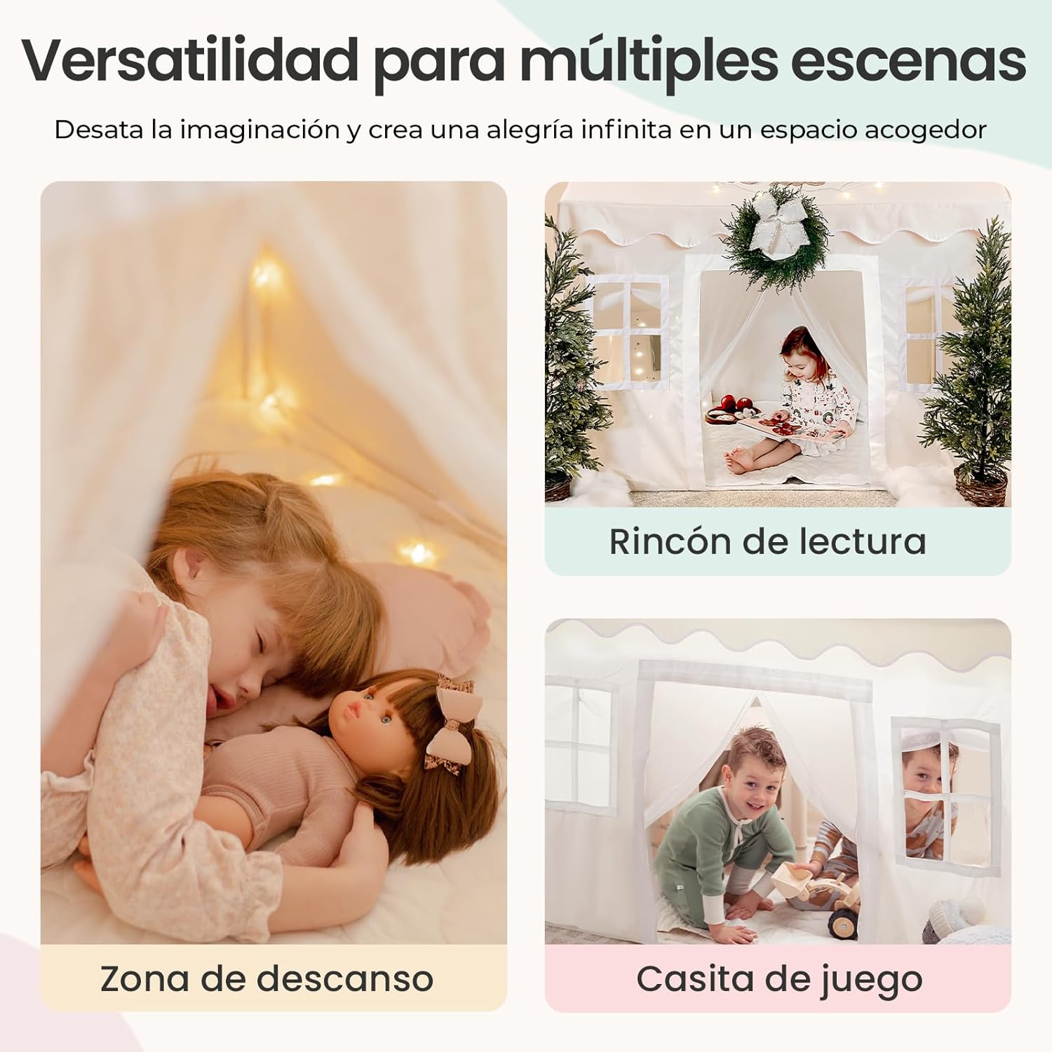 Thumbnail 4 de Tiny Land Tienda de Campaña Infantil Princesa con Luces y Tapete 🏰