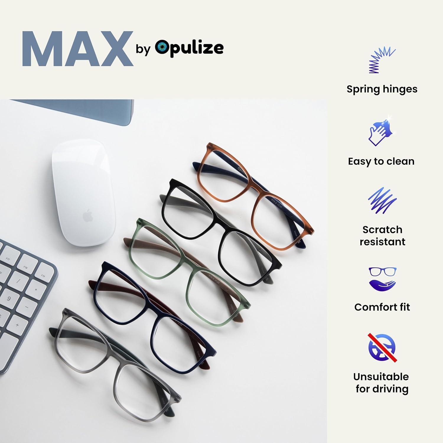 Detalle de OPULIZE Max R78 – okulary do czytania z dużą prostokątną oprawką unisex