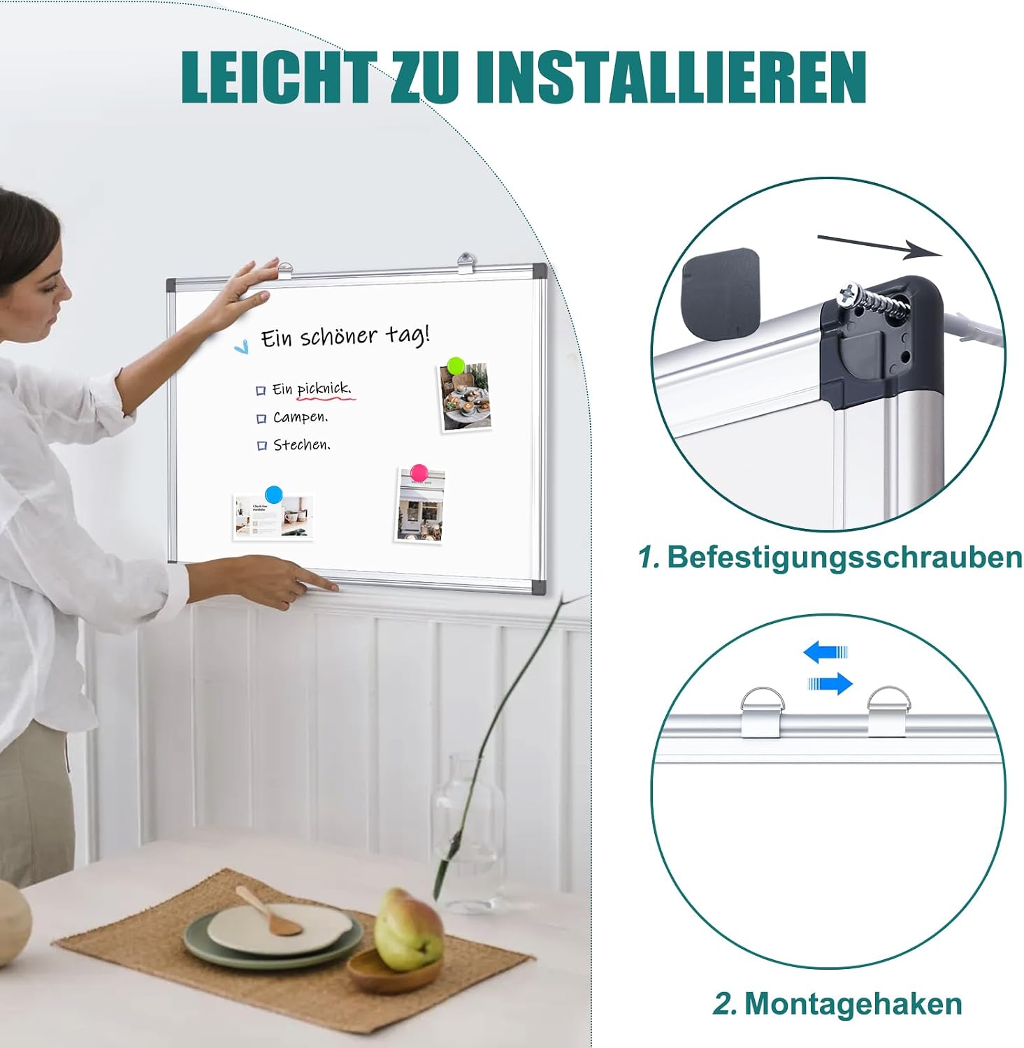 Thumbnail 4 de QUEENLINK Magnetisch Whiteboard 40x60 cm